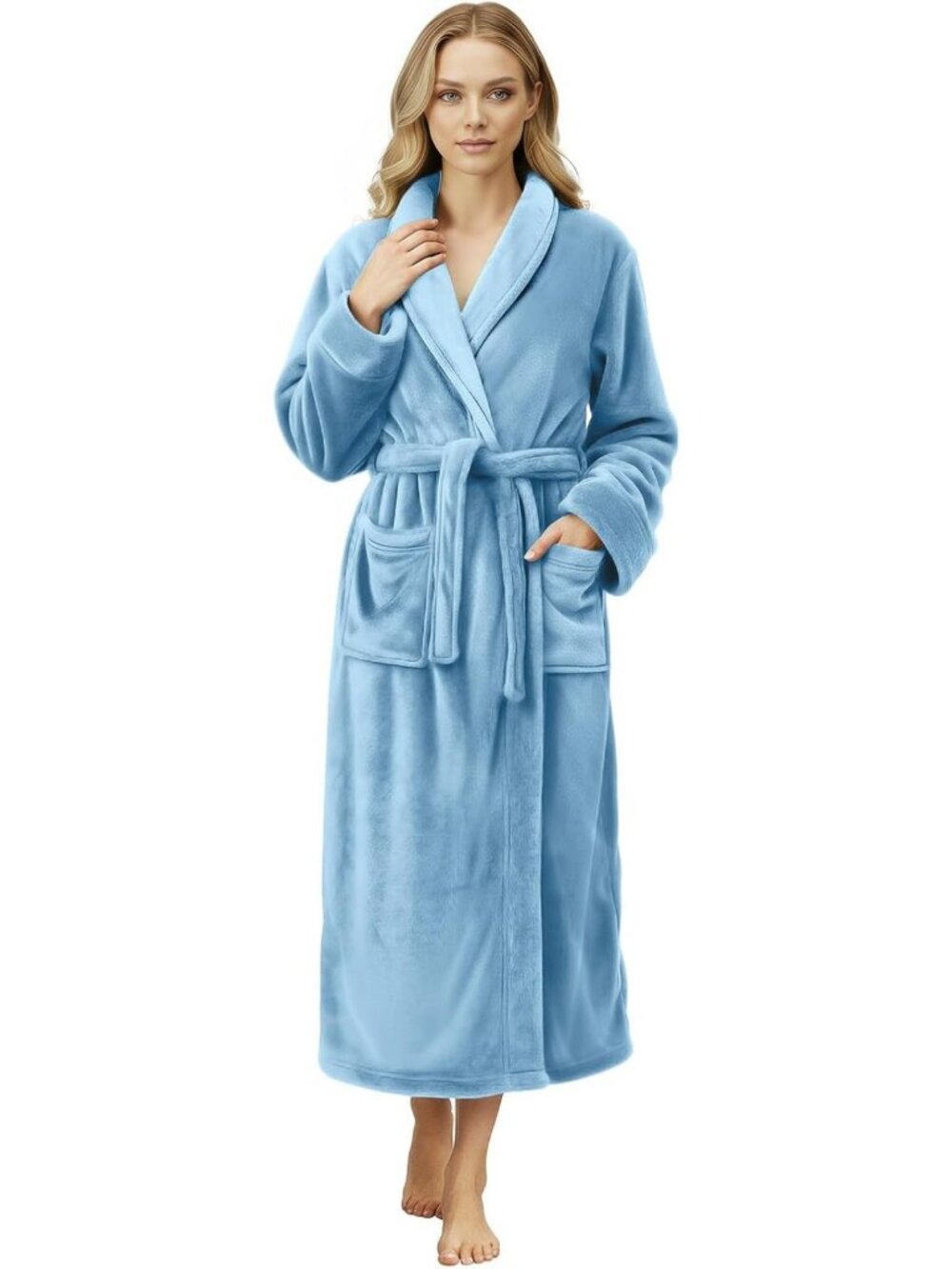 Cozy Ultra Soft Plush Fleece Long Bathrobe for Women - Perfect for Relaxation